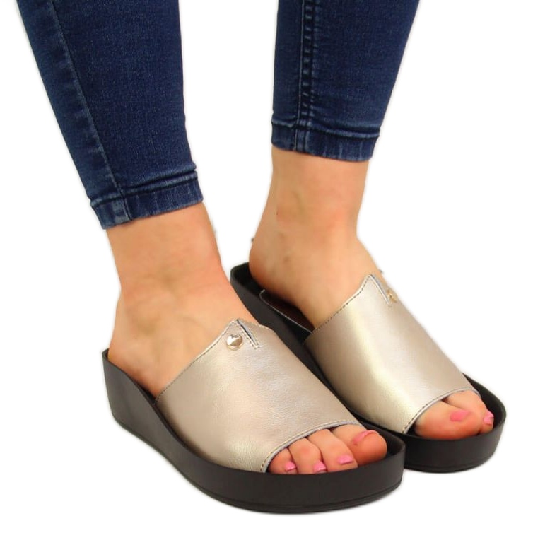 Nahkaiset alustatossut Filippo W PAW199B kultaiset kultainen