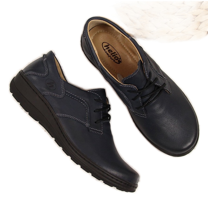 Mukavat nahkaiset naisten kengät, tummansininen Helios 715 laivastonsininen