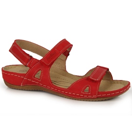 Punaiset Helios 205 nahkaiset naisten sandaalit tarranauhalla punainen