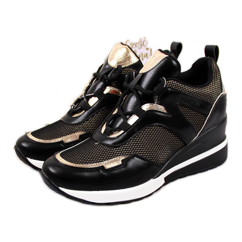 Naisten mustat kiilalenkkarit Vinceza kultainen