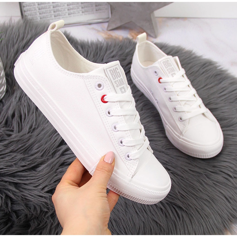 Matalat valkoiset ekonahkaiset lenkkarit Big Star JJ274007 valkoinen