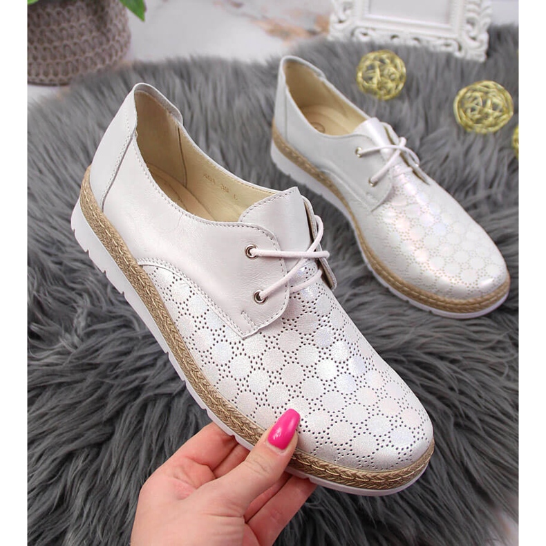 Mukavat naisten nahkakengät, hopea Helios 401