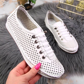 Valkoiset Artiker harjakattoiset nahkaiset naisten kengät