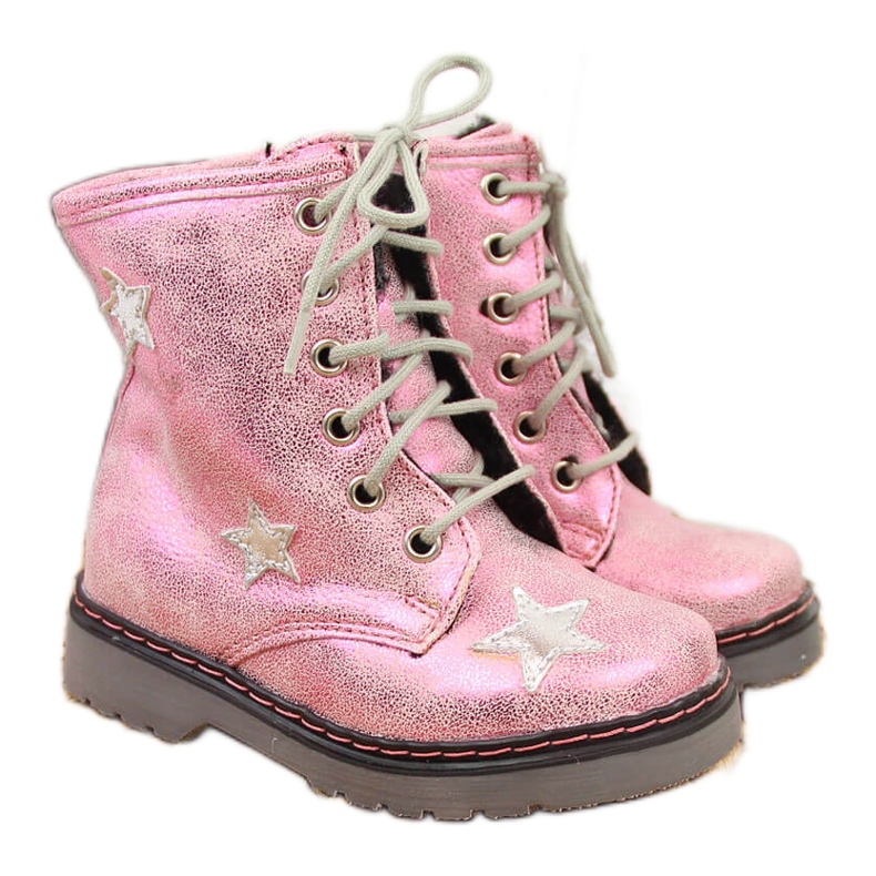 Vaaleanpunaiset eristetyt tyttöjen saappaat Kornecki 6216 vaaleanpunainen