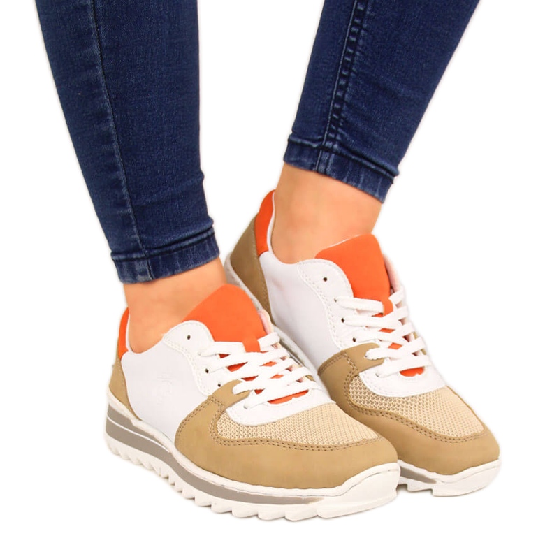 Naisten urheilukengät valkoinen ja beige Rieker M6910