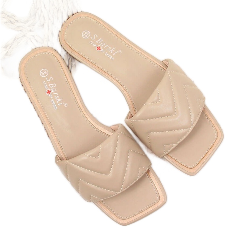 S.Barski Naisten beigenväriset tikatut tossut S. Barski