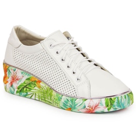 Naisten nahkakengät kiilavalkoisella Artikerilla valkoinen