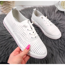 Naisten valkoiset harjakattoiset nahkakengät Vinceza