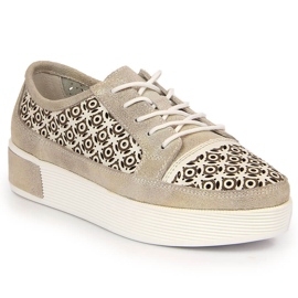 Naisten kultaiset harjakattoiset nahkakengät Filippo