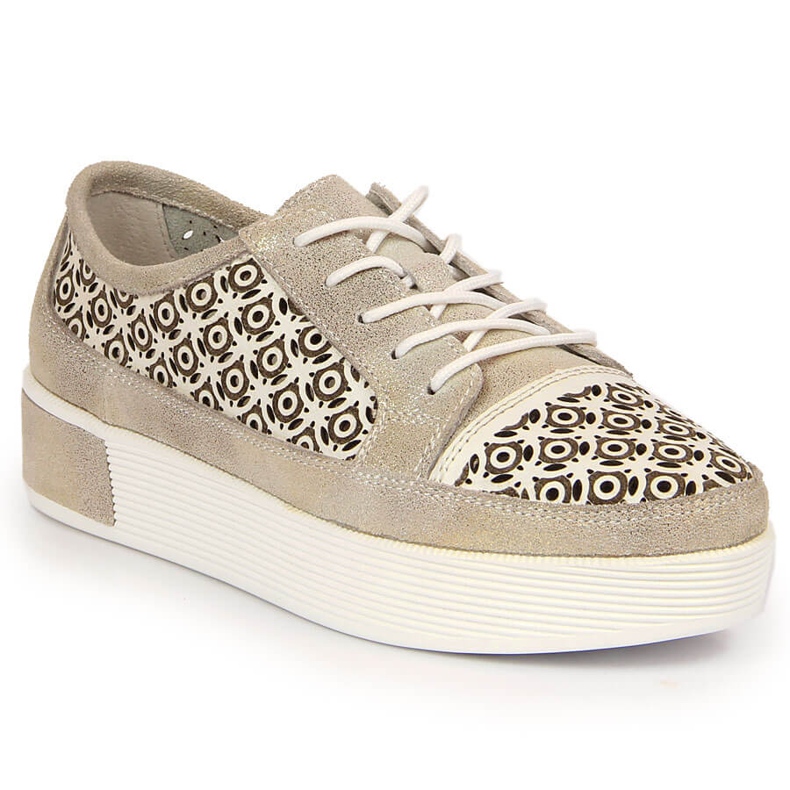 Naisten kultaiset harjakattoiset nahkakengät Filippo