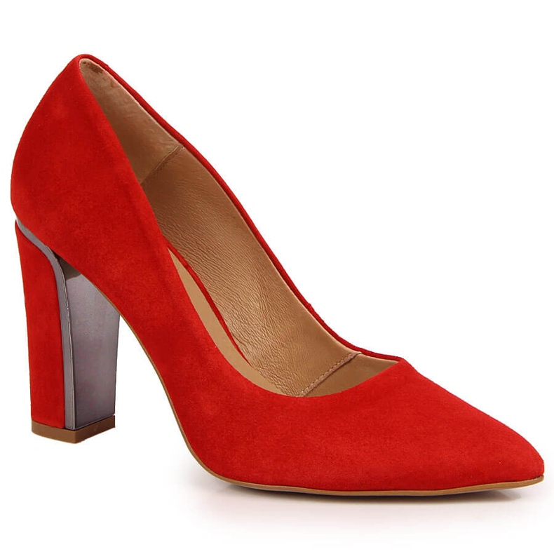 Nahkaiset velouuripumput punaisessa Juma-tolppassa punainen