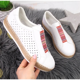 Naisten nahkakengät, slip-on valkoinen Rieker L7821-80