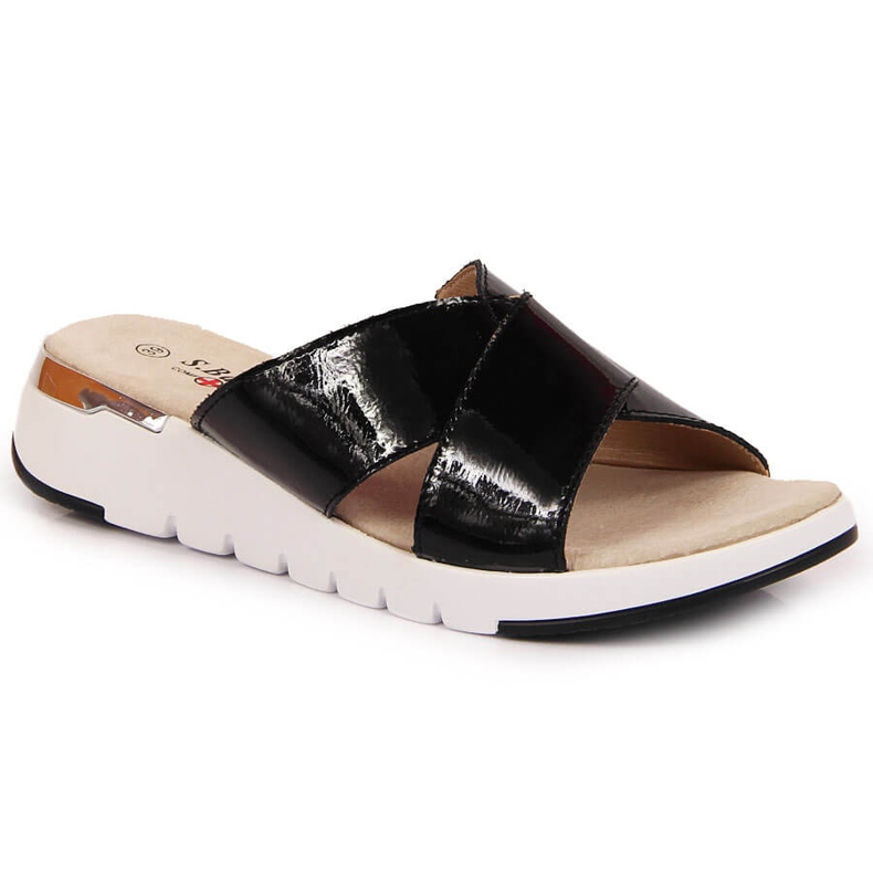 S.Barski Naisten mustat kiiltonahkaiset tossut S. Barski