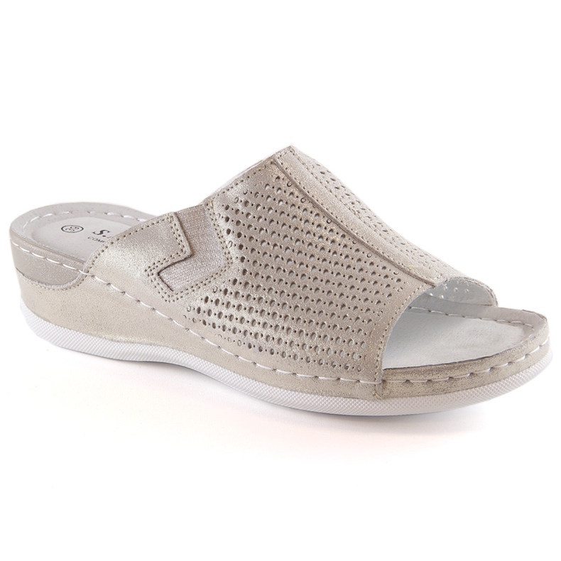 S.Barski Naisten nahkaiset tossut kultakiilalla S. Barski kultainen