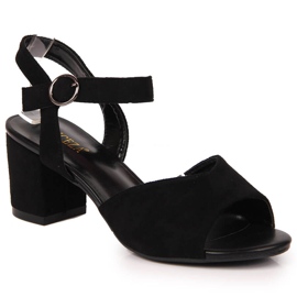 Naisten sandaalit post musta Vinceza mokkanahka