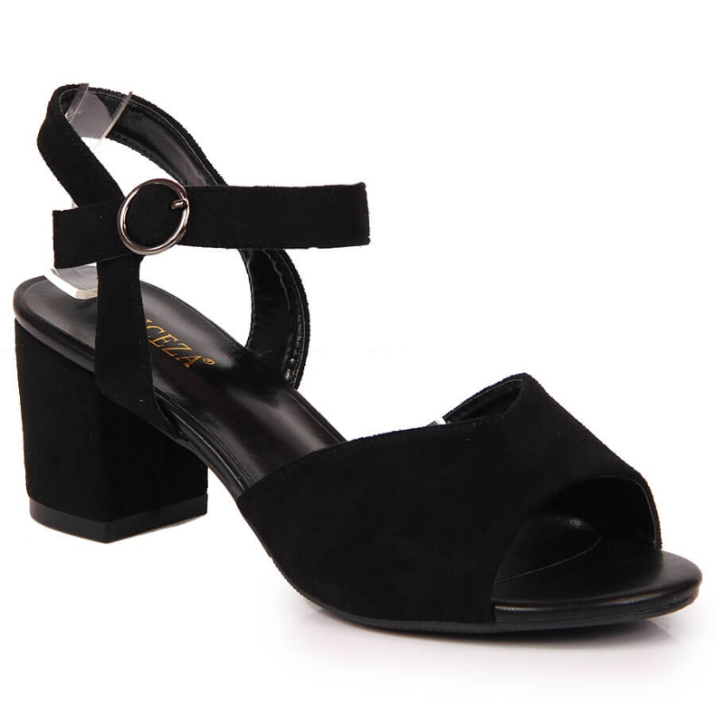 Naisten sandaalit post musta Vinceza mokkanahka