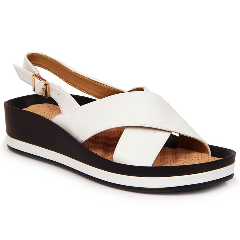 Naisten valkoiset Vinceza-sandaalit kiilakorolla valkoinen