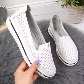 Naisten valkoiset harjakattoiset nahkakengät Filippo