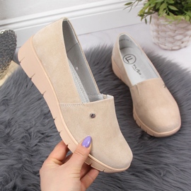 Mukavat naisten nahkakengät, beige Filippo