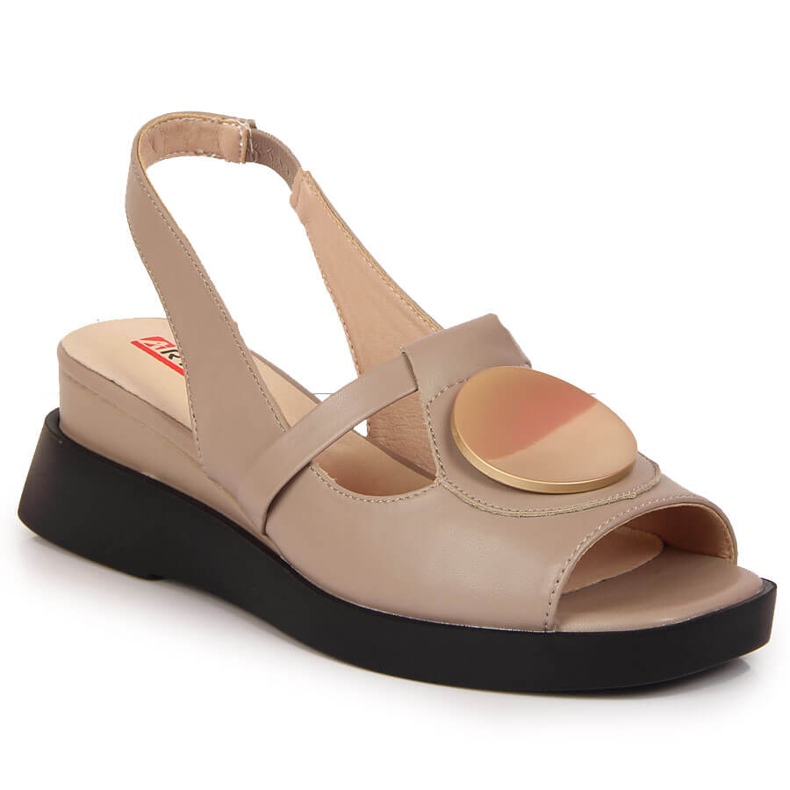 Naisten nahka sandaalit Artiker taupe wedge beige