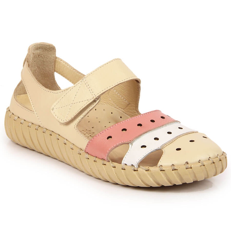 Naisten nahkasandaalit, joissa harjakattoinen Artiker beige