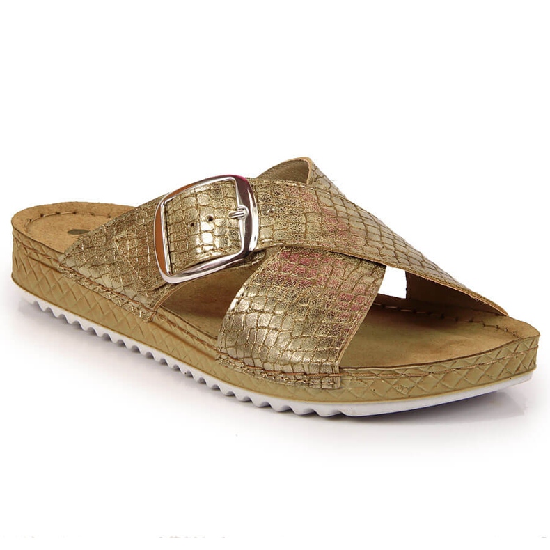 Naisten kultaiset Inblu-tossut soljella kultainen