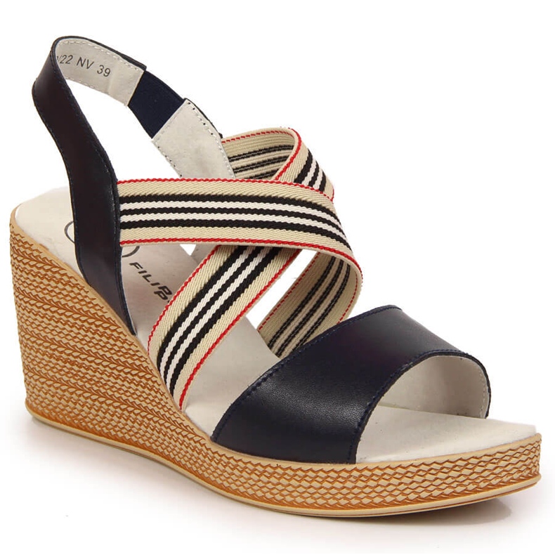 Naisten nahkasandaalit laivastonsinisellä kiilalla Filippo laivastonsininen