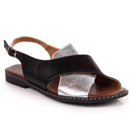 Naisten mustat ja hopeiset Jezzi-sandaalit hopea