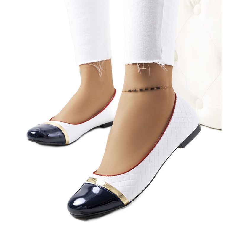 Petra naisten valkoiset balerinat valkoinen laivastonsininen