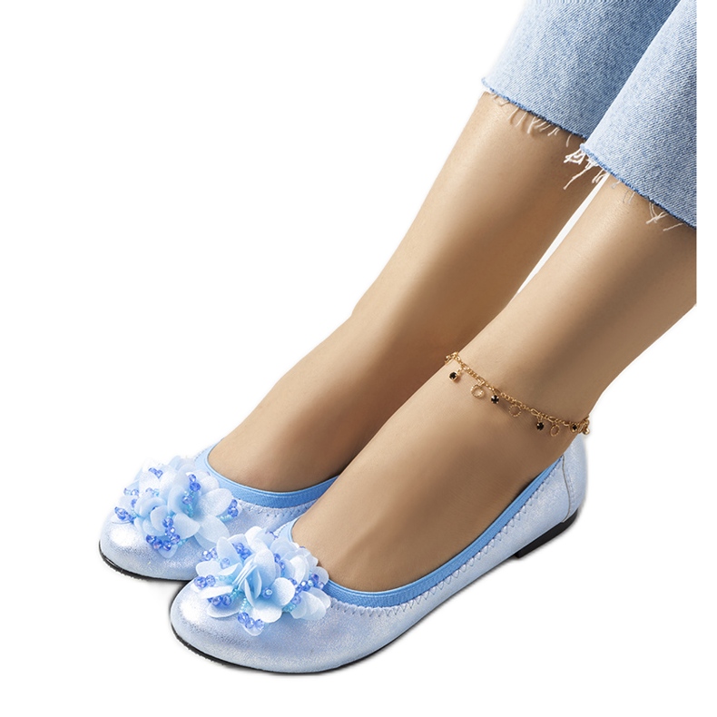 Siniset metalliset duffballerinat sininen