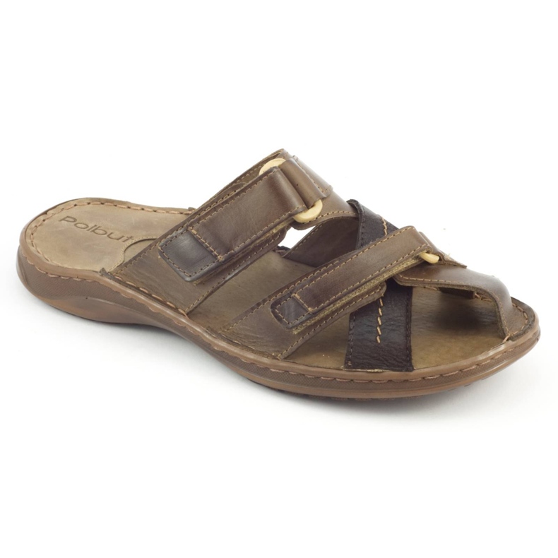 Polbut Miesten nahkaiset tossut SA06 / 2 ruskea