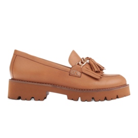 Marco Shoes Loaferit, joissa kultainen ketju kevyellä pohjalla beige