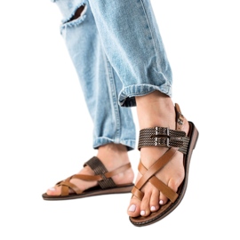 W. Potocki Tyylikkäät nahkaiset sandaalit Potocki ruskea W. Potocki Tyylikkäät nahkaiset sandaalit Potocki ruskea