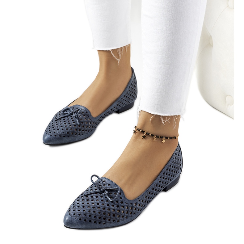 Gayle laivastonsiniset harjakattoiset balerinat sininen