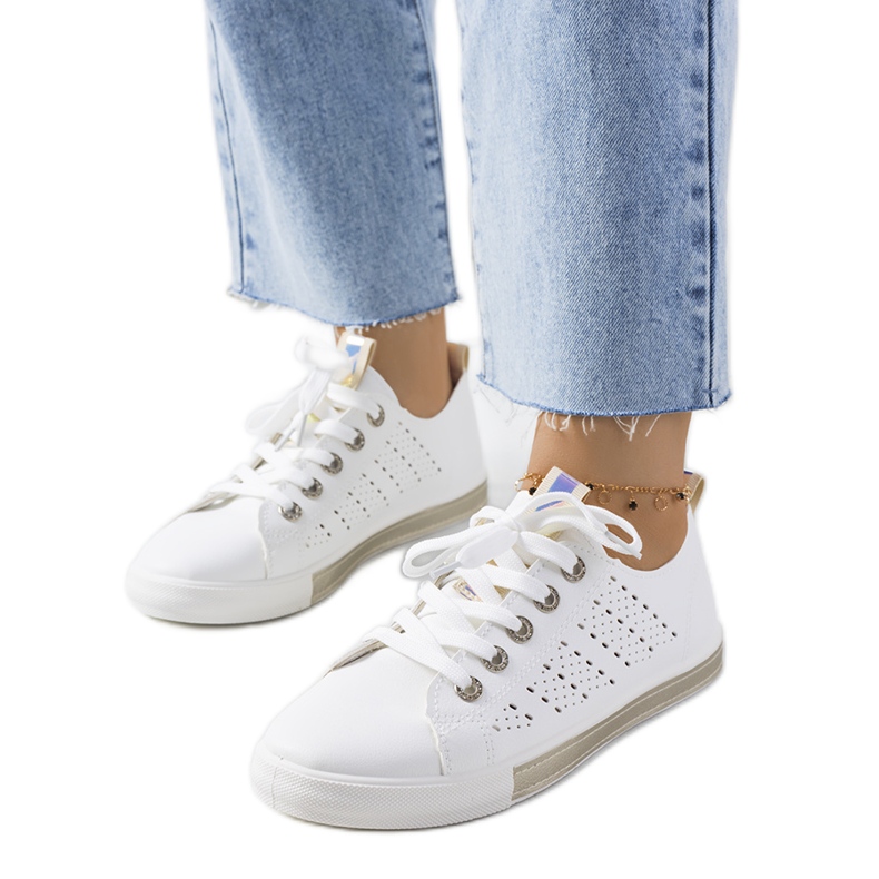 Impi naisten valkoiset ja kultaiset tennarit valkoinen kultainen