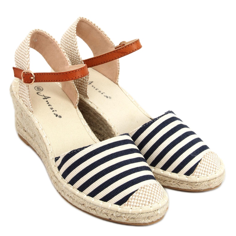 Irma Blue raidalliset espadrillit beige laivastonsininen