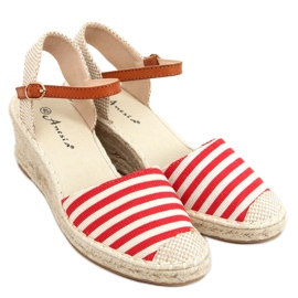 Irma Red raidalliset espadrillit beige punainen