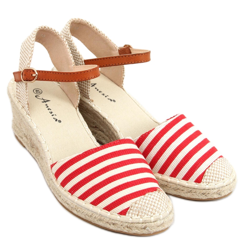 Irma Red raidalliset espadrillit beige punainen