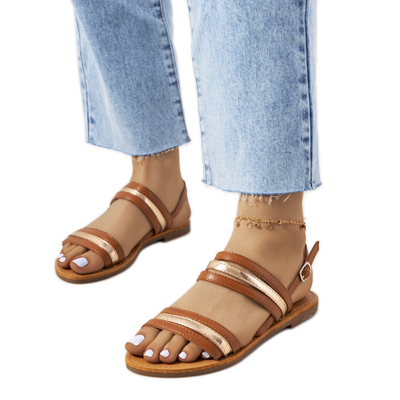 Hibbins ruskeat naisten sandaalit kultainen