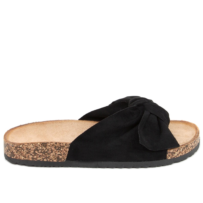 Korkkitossut lila mustalla rusetilla