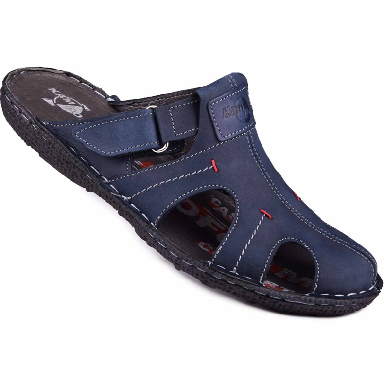 Kampol Miesten nahkaiset tossut 217 / 22KAM laivastonsininen