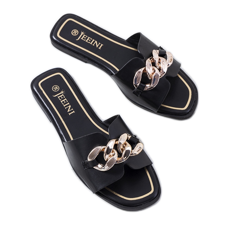 Mustat elegantit tossut Mary-ketjulla