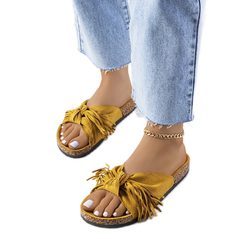 Naisten hapsuiset keltaiset tossut keltainen