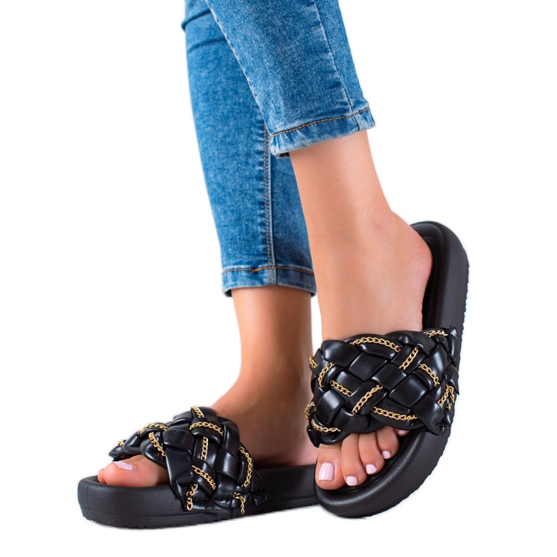 Seastar Tyylikkäät tossut ketjuilla musta