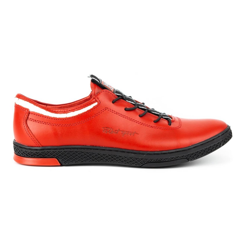 Polbut Miesten nahkaiset vapaa-ajan kengät K23 punainen ja musta