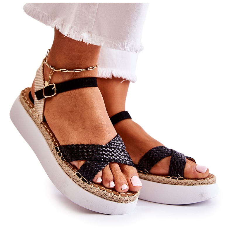 FL1 Naisten punotut sandaalit Black Selea -alustalla musta FL1 Naisten punotut sandaalit Black Selea -alustalla musta