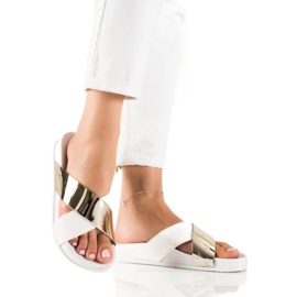 Groto Gogo Hohtavat VALKOISET JA KULTAISET tossut valkoinen kultainen