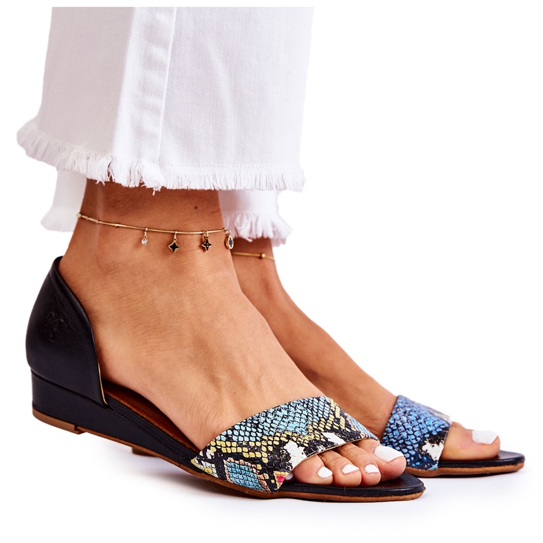 Nahka Maciejka 1971-63 Mustat sandaalit monivärinen