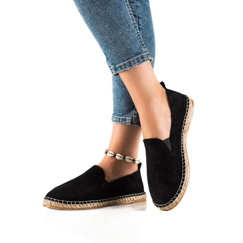 T.Sokolski Klassiset nahkaiset espadrillit musta