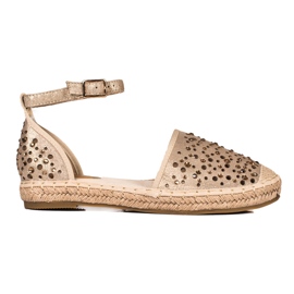 T.Sokolski Espadrillot kristallien kanssa beige